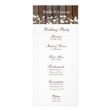 Bois de Brown foncé, programme floral blanc de mar Carte Double En Couleur