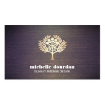 Bois élégant d'arbre de feuille d'or de Faux de de Cartes De Visite Professionnelles