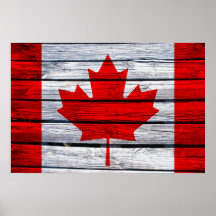 Bois rustique de drapeau canadien posters