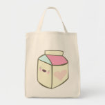 boisson heureuse de carton de lait de kawaii sac en toile