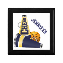 Boîte bleue et jaune de basket-ball de mégaphone d boîtes décorées