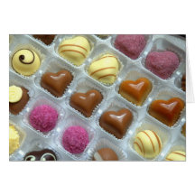 Boîte de coeur de chocolat cartes de vœux
