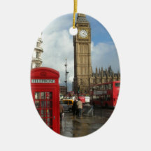 Boîte de téléphone de Londres et Big Ben (St.K) Ornement De Noël