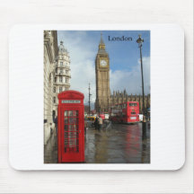 Boîte de téléphone de Londres et Big Ben (St.K) Tapis De Souris