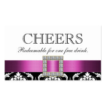 Bon blanc noir rose de boissons de barre de mariag cartes de visite personnelles