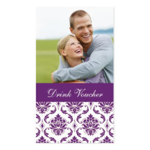 Bon pourpre de boissons de mariage de photo de dam modèles de cartes de visite