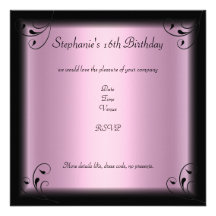 Bonbon 16 à noir de roses indien de charme de fête invitations personnalisées