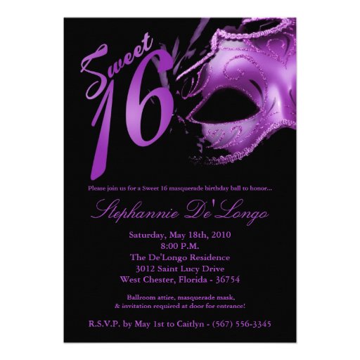 bonbon à masque de la mascarade 5x7 invitation de 