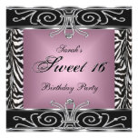 Bonbon élégant argent rose de noir de zèbre de 16  invitations personnalisées