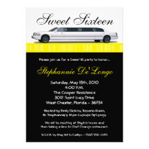 bonbon jaune à la limousine 5x7 invitation de 16 a