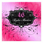Bonbon rose 2 de cadre de lustre de bijou de 16 an invitations personnalisées