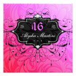 Bonbon rose 3 de cadre de lustre de bijou de 16 an invitation personnalisable