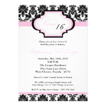 bonbon rose-clair à la damassé 5x7 invitation de 1