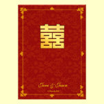 Bonheur rouge d'or classique double épousant RSVP invitations