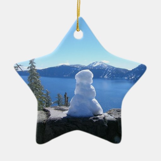Bonhomme de neige de lac crater ornement de noël