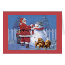 Bonhomme de neige de Père Noël de carte de Noël de