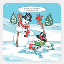 Bonhomme de neige drôle avec la bande dessinée de  autocollants