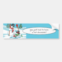 Bonhomme de neige drôle avec la bande dessinée de  adhésifs pour voiture