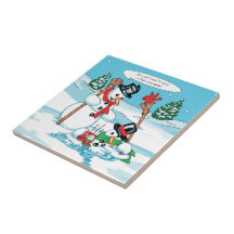 Bonhomme de neige drôle avec la bande dessinée de  carreaux en céramique