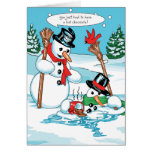 Bonhomme de neige drôle avec la bande dessinée de  cartes de vœux