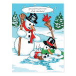 Bonhomme de neige drôle avec la bande dessinée de  carte postale