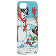 Bonhomme de neige drôle avec la bande dessinée de  étuis iPhone 5