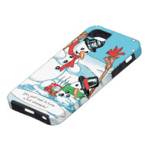 Bonhomme de neige drôle avec la bande dessinée de  étuis iPhone 5