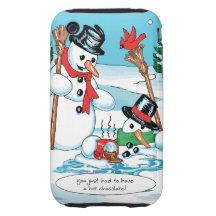 Bonhomme de neige drôle avec la bande dessinée de  coque tough iPhone 3
