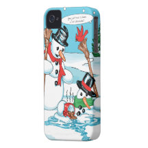 Bonhomme de neige drôle avec la bande dessinée de  étui iPhone 4