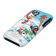 Bonhomme de neige drôle avec la bande dessinée de  coque Case-Mate iPhone 3