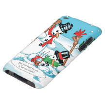 Bonhomme de neige drôle avec la bande dessinée de  étui barely there iPod