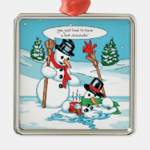 Bonhomme de neige drôle avec la bande dessinée de  décorations de noël