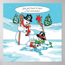 Bonhomme de neige drôle avec la bande dessinée de  affiche