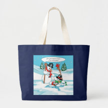Bonhomme de neige drôle avec la bande dessinée de  sacs
