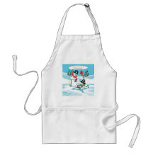 Bonhomme de neige drôle avec la bande dessinée de  tablier