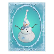 BONHOMME DE NEIGE, ÉCHARPE et CHAPEAU de NEIGE par Carte Postale