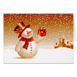 Bonhomme de neige et étoiles d'or cartes