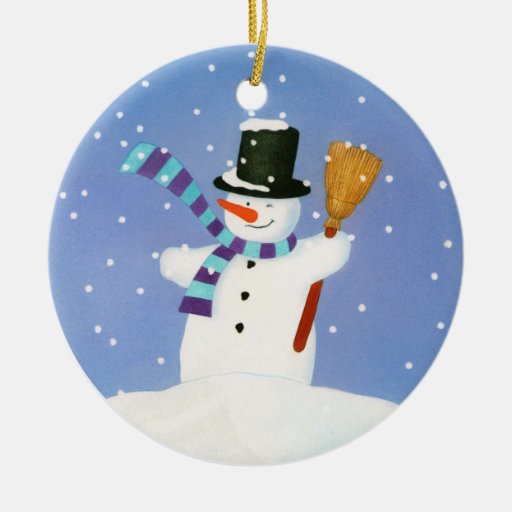 Bonhomme de neige heureux ornement