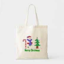 Bonhomme de neige mignon avec du sucre de canne et sacs