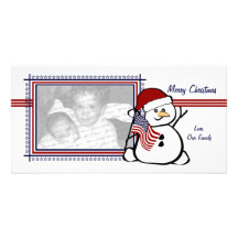 Bonhomme de neige patriotique cartes avec photo