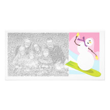 Bonhomme de neige Photocard de ski Cartes De Vœux Avec Photo