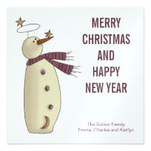 Bonhomme de neige rose : : Carte de Joyeux Noël Invitations Personnalisables