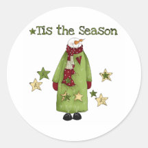 Bonhomme de neige Tis la saison Autocollants