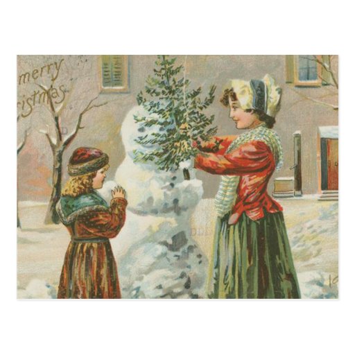 Bonhomme de neige vintage carte postale