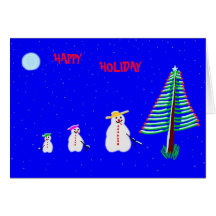Bonhommes de neige, HEUREUX, VACANCES Carte