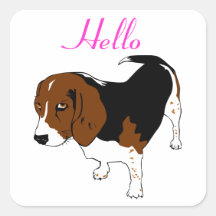 Bonjour autocollants de salutation de chiot de bea