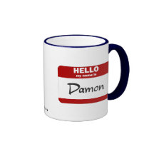 Bonjour mon nom est Damon (rouge) Tasse