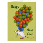 Bonne année : Souris blanche avec UN BON NOMBRE de Carte