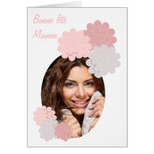 bonne fête maman fleurs et photo 16 blanc carte
