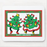 Bonnes fêtes arbres de Noël drôles de danse Tapis De Souris